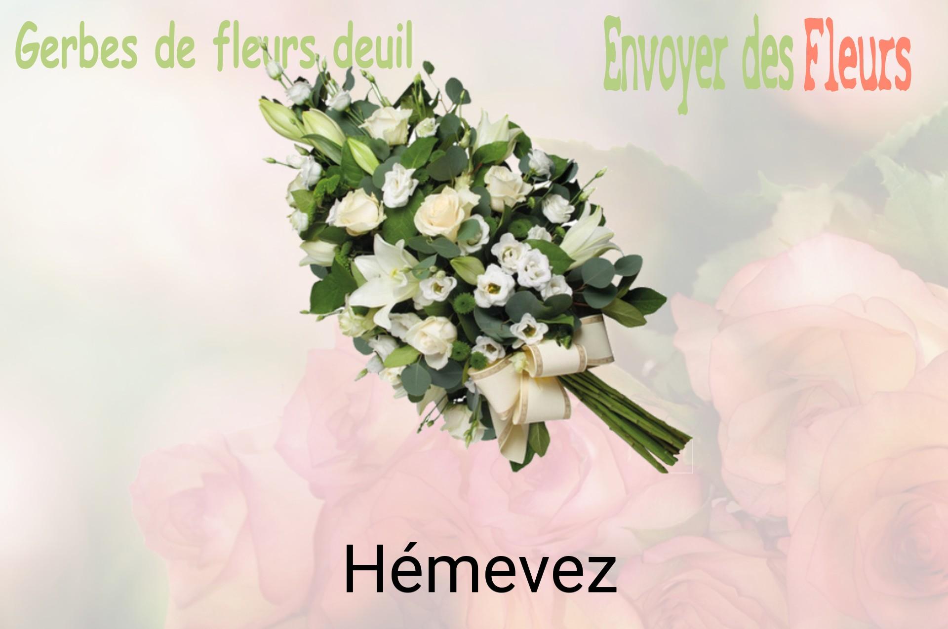 Gerbe de fleurs de deuil livrée à Hémevez